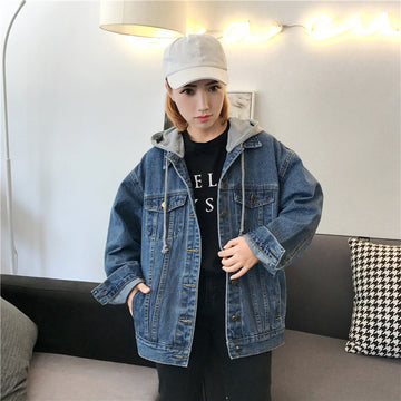 Denim Jacket Women Short Hooded Jacket Casual Top