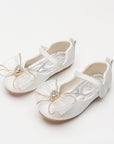 Spring New Girls' Single Shoes Cute Bow Rhinestone Soft Sole Flat Shoes