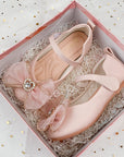 Spring New Girls' Single Shoes Cute Bow Rhinestone Soft Sole Flat Shoes