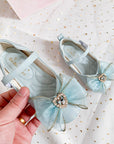 Spring New Girls' Single Shoes Cute Bow Rhinestone Soft Sole Flat Shoes