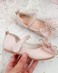 Spring New Girls' Single Shoes Cute Bow Rhinestone Soft Sole Flat Shoes