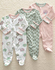 Baby Cotton-Wrapped Foot One-Piece Romper,Long-Sleeved Romper, Foot-Wrapped Climbing Suit