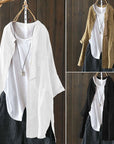 New Style Cotton And Linen Tops Women Casual Retro Shirts Cotton And Linen Long-Sleeved Shirts