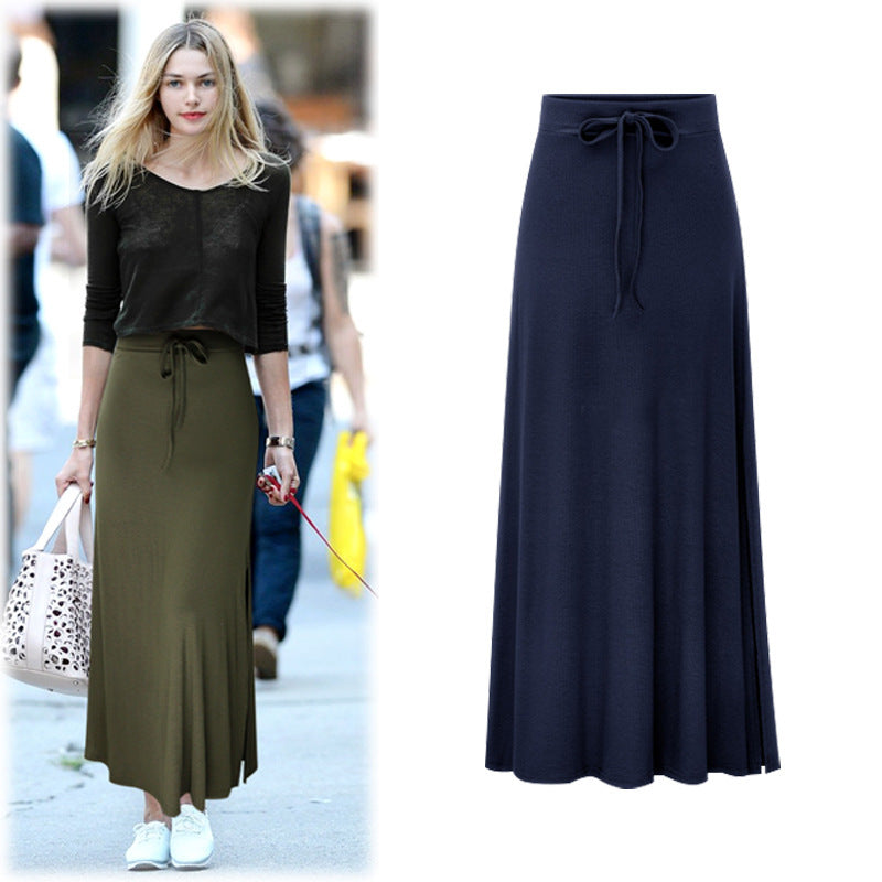 Spring And Summer New Half Length Skirt Women'S High Waist Split Belt One-Step Dress Korean Style Thin Medium Length Skirt With Hip Skirt