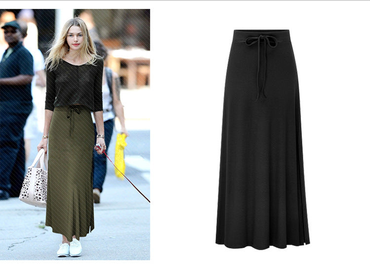 Spring And Summer New Half Length Skirt Women'S High Waist Split Belt One-Step Dress Korean Style Thin Medium Length Skirt With Hip Skirt