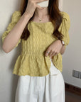 Retro Puff Sleeve Short Sleeve Shirt Women