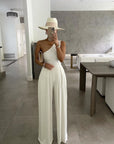 One-shoulder Sleeveless Asymmetric Casual Jumpsuit Solid Color Jumpsuit