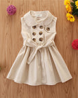 Summer Toddler Baby Girl Dress Kids Princess Casual Sleeveless Sash Button Party A-Line Dress Children Clothing 1-6Y