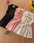 Summer Toddler Baby Girl Dress Kids Princess Casual Sleeveless Sash Button Party A-Line Dress Children Clothing 1-6Y