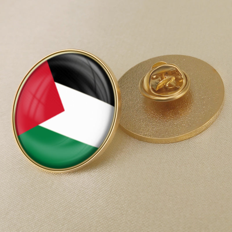 Palestinian Flag Crystal Glue Brooch