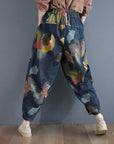 Women's Retro Loose Plus Size Print Jeans