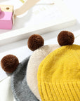 Children's Hat Woolen Cap Male And Female Baby Ear Protection Fluffy Ball