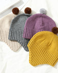 Children's Hat Woolen Cap Male And Female Baby Ear Protection Fluffy Ball