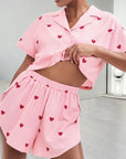 Silk-like Heart Printing Pajamas