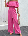 Women's Fashion Off-shoulder Solid Color Jumpsuit