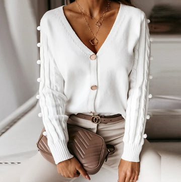 V-neck cardigan sweater