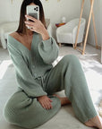 Fashion Wear Long-sleeved Sweater And Trouser Set