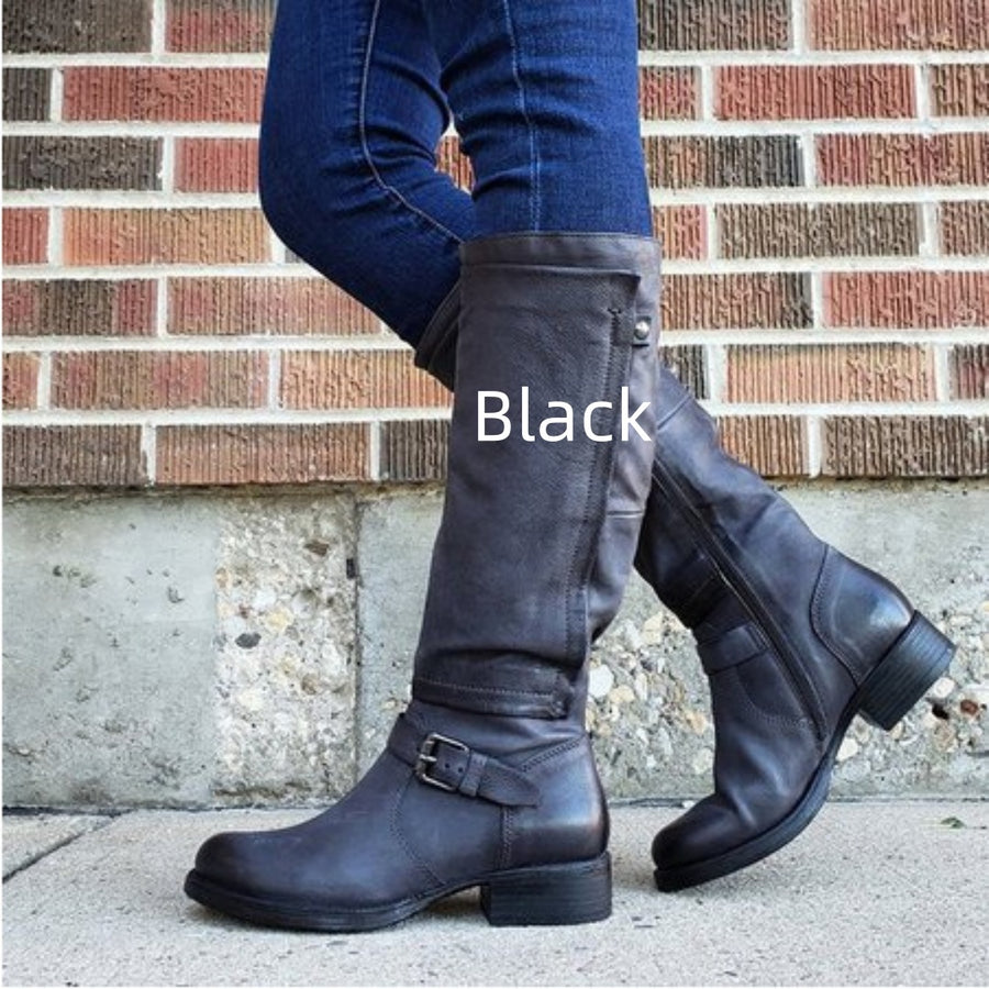 Low Heel High Leg Boots