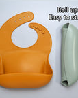 Soft Waterproof Silicone Baby Bib with Food Catcher, Baby Silicone Bib