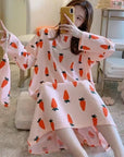 Pajamas women long sleeves long nightdress cartoon cute home service