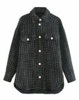 Women vintage oversize plaid long shirts autumn