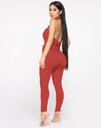 Printed sexy halter jumpsuit women