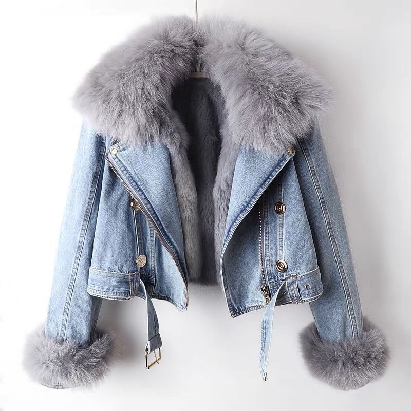 Detachable Fur Denim Jacket