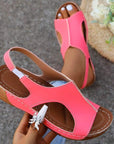 New Summer Wedges Sandals With Elastic Band Design Casual Fish Mouth Shoes For Women