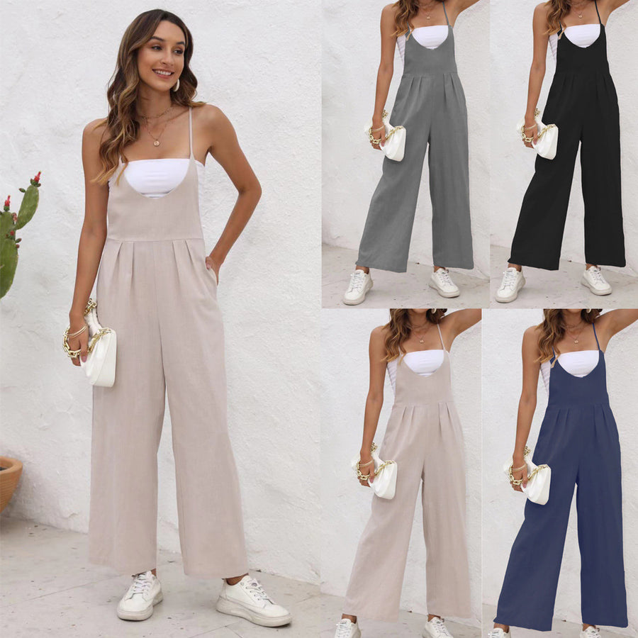 Women's Solid Color Casual Jumpsuit