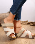 Woven Cross-strap Slippers Summer Platform Sandals Women Flat Beach Shoes