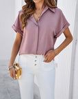 Summer Temperament Leisure Solid Color Stand Collar Shirt