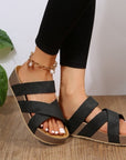 Woven Cross-strap Slippers Summer Platform Sandals Women Flat Beach Shoes