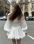 V-neck Lantern Sleeve Pettiskirt Dress