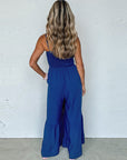 Women's Solid Color High Waist Strap Fitted Waist Jumpsuit