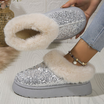 Sequined Thick-soled Winter  Slippers