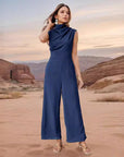 Casual Sleeveless Solid Color Wide Leg Jumpsuit