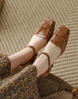 Simple Square Toe Mid-heel Shoes