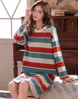 Pajamas women long sleeves long nightdress cartoon cute home service