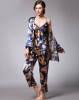 Three-piece silk pajamas for women