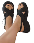 Lazy Suede Cross Strap Casual Fashion Open Toe Sandals For Women