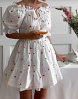 European, American And French Style Sexy Off-the-shoulder Heart Printing Dress