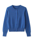 Women's Buckle Round Neck Long Sleeve Soft Knitted Sweater