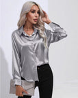 Solid Color Satin Shirt