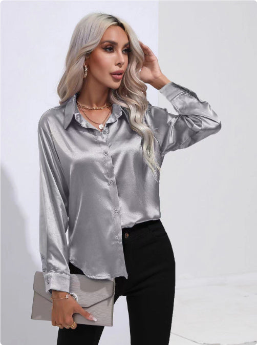 Solid Color Satin Shirt