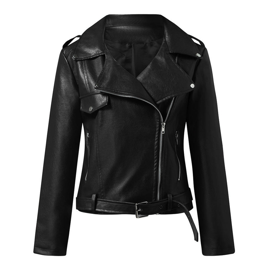 Plus Size Women's Short Coat PU Motorcycle Clothing Slim Winter Leather Jacket