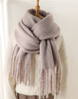 Solid Color Warm Tassel Scarf