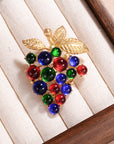 Retro Style Colorful Purple Grape Shape Brooch