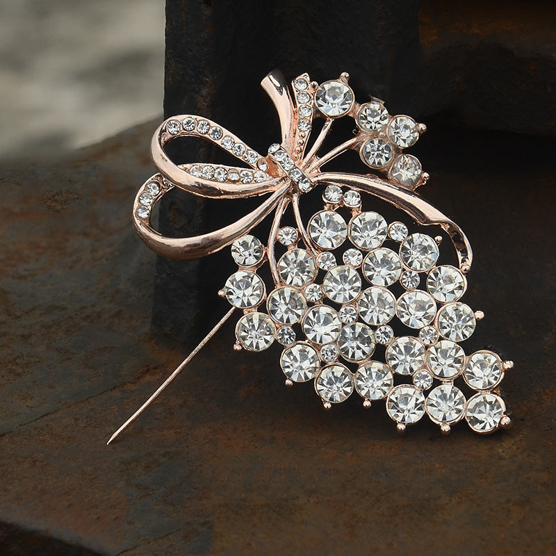 Women's Diamond Grape Brooch