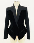 Fashionable Slim-fit Velvet Stitching Suit Coat