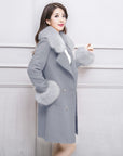 Big Fur Collar Warm Mid-length With Belt Coat